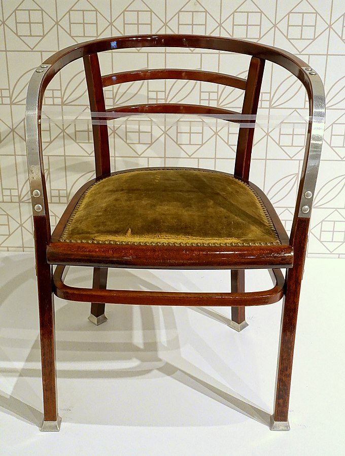 beechwood, cane and aluminium armchair by Otto Wagner (1905–1906)